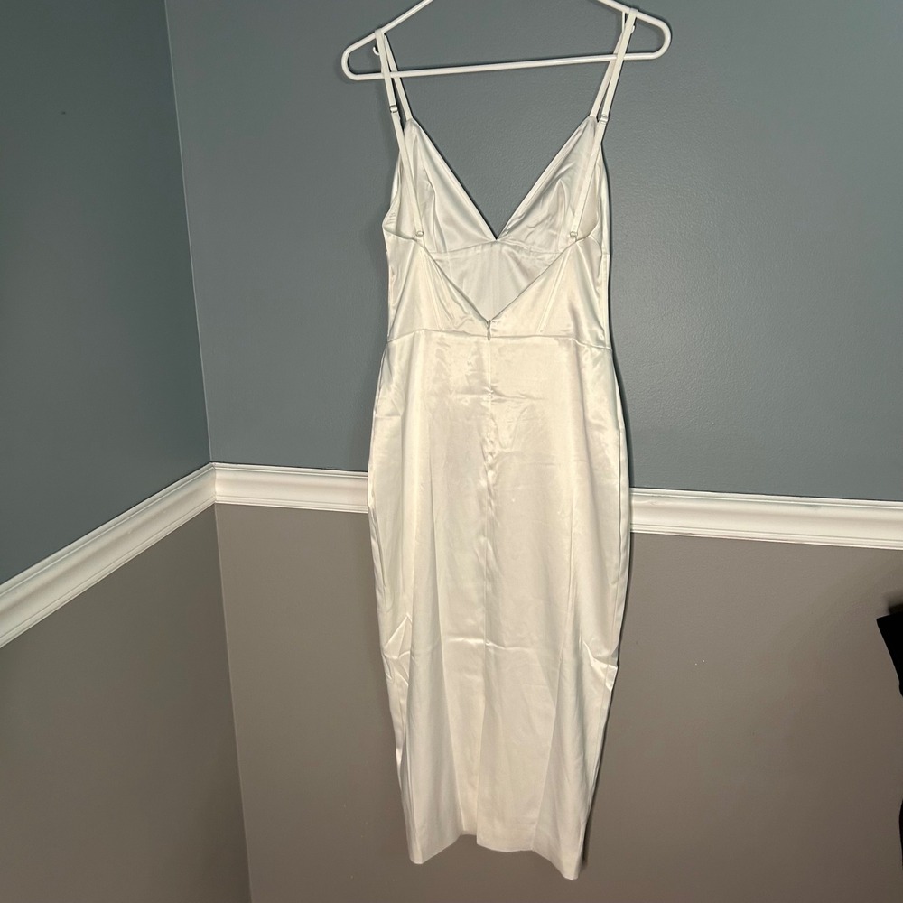 Meshki Ivory Satin Corset Midi Dress White Low Back fairy Small NEW - Picture 12 of 12